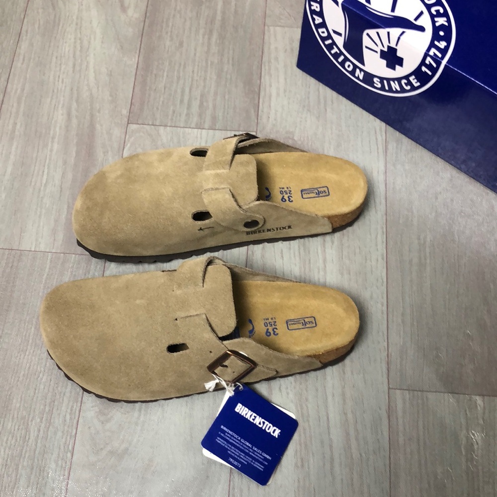 Birkenstock Bostons with soft footbed